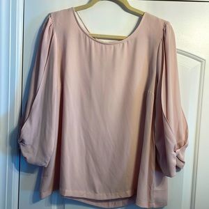 LC Lauren Conrad Pink Polyester 3/4 Sleeve Blouse - Size XL, Crew Neckline